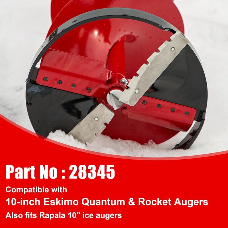 Looptek 28345 Ice Power Auger Blades Replacement Fits for Eskimo 10” Quantum, Rocket Augers, Stainless Steel, Screws Included - Image 2